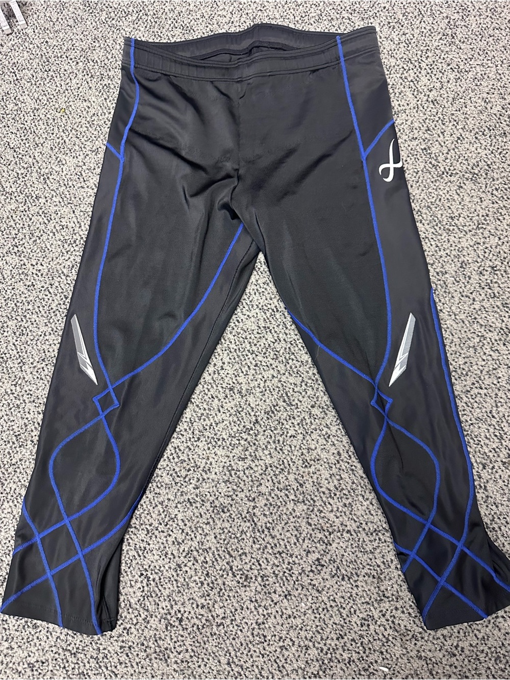 CW-X Men’s Black Compression Training Tights with Blue Accents